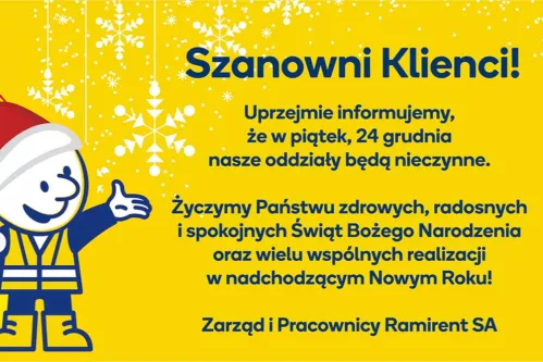 Project - Oddziały Ramirent zamknięte w dniu 24.12